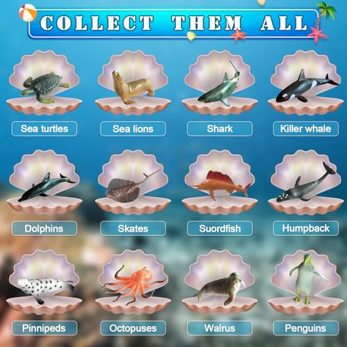 EARTH'SCODE Ocean Animals Dig Kit, Seashell Excavation Dig Bricks, Science Educational Gift for Kids 1