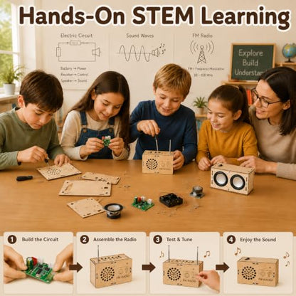 STEM Toys for Ages 8-13 Boys Birthday Gifts for 9 10 11 12 14 15 16 Year Old Kids Teen Building Speaker Radio Science Engineering Kit Circuit DIY Classroom Electronics Project Cool Stuff Gadgets