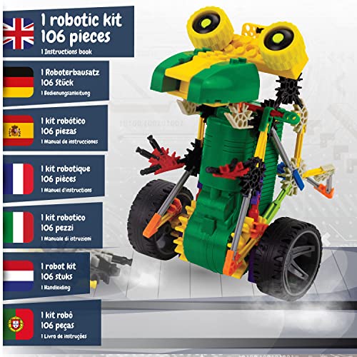 Science4you Robotics Rexbot - Robot Building Toy for Kids Age 8-14, Kit with 106 Pieces to Build Your Own Robot and Make it Move, Science Kit and STEM Toy for Kids 8+ Years Old - style: Rexbot