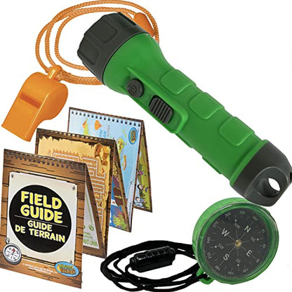 Nature Bound Outdoor Explorer Kit with Flashlight, Compass, Whistle, and Field Guide, Gift for Boys and Girls for Hiking, Camping, and Exploring Nature