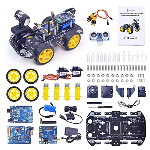 WiFi Smart Robot Car Kit with UNO R3, Line Tracking and Obstacle Avoidance Ultrasonic Sensor, HD Camera Wireless RC Intelligent Educational Kit Car Robotic Kit for Arduino Learner (Upgraded Version)