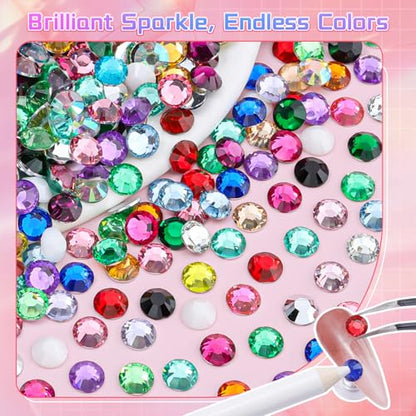 14400Pcs 4mm Resin Rhinestones Bedazzling Kit, Pink Red Black Flatback Gems - color: 4mm