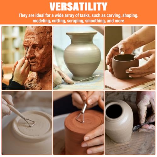 80 Pcs Pottery Tool Kit Sculpting Clay Tool Includes Clay Cutting Modeling Trimming with Wooden Handles Carving Kit for Beginners Carving Shaping