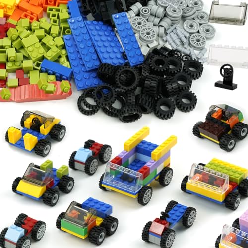 Pamvava Classic Bricks Wheels and Axles Sets, Over 400pcs Car Parts and Pieces Tires, Educational Building Kits Toys