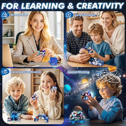 Euclidean Cube Fidget Toys for Kids 2 in 1 Star Cube Magic Cube Puzzle Toys - style: Starry Sky