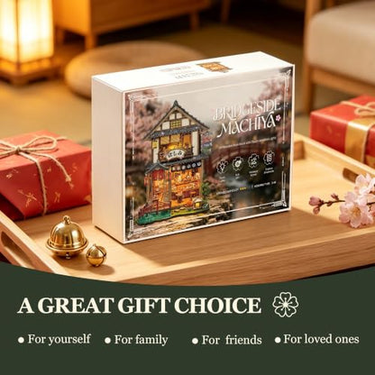 Book Nook Kit DIY Miniature House 3D Wooden Puzzle - Bridgeside Machiya - color: Bridgeside Machiya