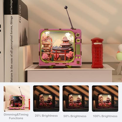 Under Mount Fuji 3D Wooden Puzzle with LED Lights, DIY Craft Model Kit for Adults & Kids, Creative Building Set and Unique Home Decor Gift - style: Under Mount Fuji