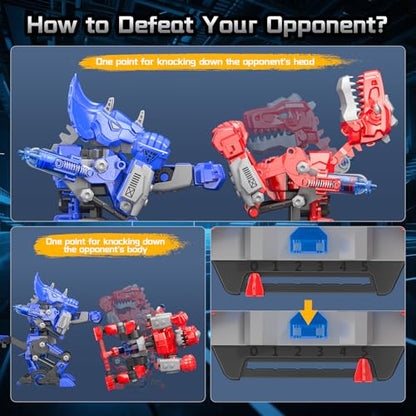 Hydraulic Boxing Bots Building Kit, STEM Educational Fighting Game Set, 2-Player Battle Robot Toy for Kids, Cool Birthday Gift for Boys Age 8+