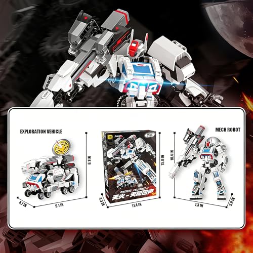 Transform Building Block Set, Lunar Rover Mech Brick Movable Joints Construction Toy 646PCS Creative Collectible Action Figure Model Kit for Kids Ages 6+