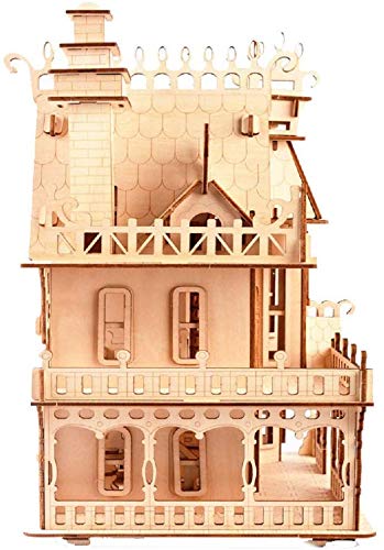 3D Puzzle House, Pre-Cut Dream Villa Model Kit DIY Miniature Dolls House
