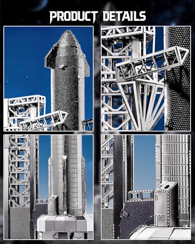Piececool 3D Metal Puzzle Starship Rocket Metal Model Kits for Adult,Spacecraft Model Rockets 1/500 Starship Building Kit for Space Enthusiasts Best Gift Desktop