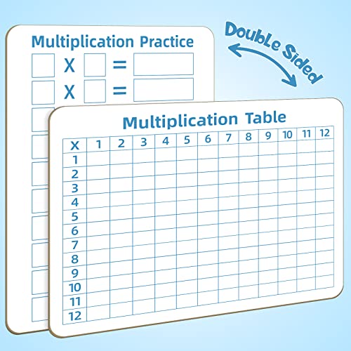 Multiplication Chart Whiteboard - Double-Sided Times Table, 9" x 12" Dry Erase Board, Math Manipulatives White Board for Kids Students, Classroom and Home Learning - style: Multiplication