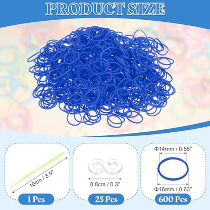 uxcell 600Pcs Loom Rubber Band, Bracelet Making Refill Kit Elastic Loom Band with 25Pcs S-Clips and 1Pcs Crochet Hooks for Weaving DIY Handcrafts, Blue - color: Blue