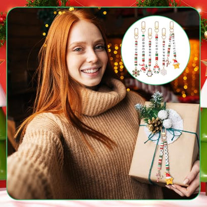 Tondiamo 2823 Pcs Christmas Bead Keychain DIY Craft Making Kit Christmas Key Ring Charms Letters Beads String for Xmas Gift Jewelry Key Ring Backpack Accessories - style: Modern, Traditional