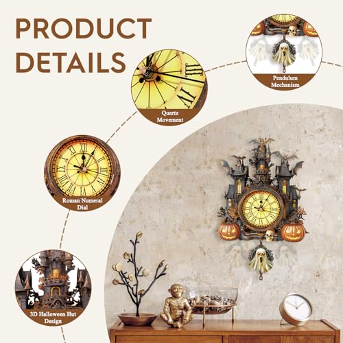 Halloween 3D Puzzles for Adults Halloween Puzzle Clock Adult Craft - color: Halloween Clock