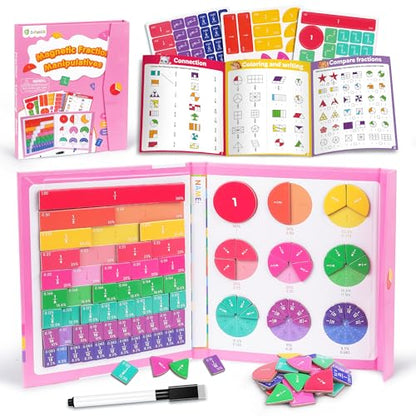 Magnetic Fraction Manipulatives, Magnetic Fraction Tiles & Fraction Circles - color: Pink