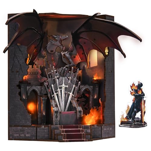 MiniCity Throne of Blade Book Nook Kit, DIY Wooden Miniature Scene with LED - color: Throne of Blades