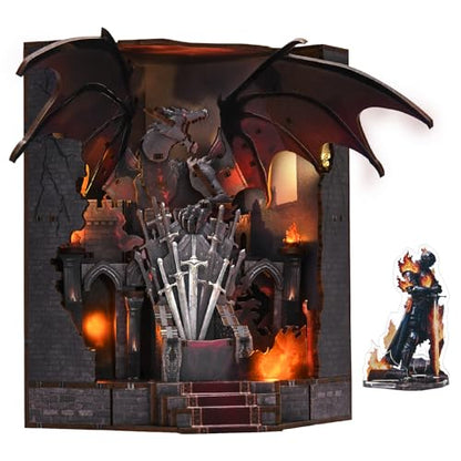 MiniCity Throne of Blade Book Nook Kit, DIY Wooden Miniature Scene with LED - color: Throne of Blades
