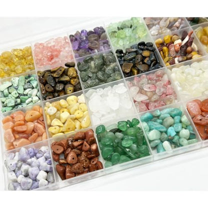 Yephac Jewelry Making Kits with 28 Colors Gemstone Chips, Healing Crystal Ring Maker Kit with Jewelry Making Supplies (28 Colors-1) - color: 28 colors-1