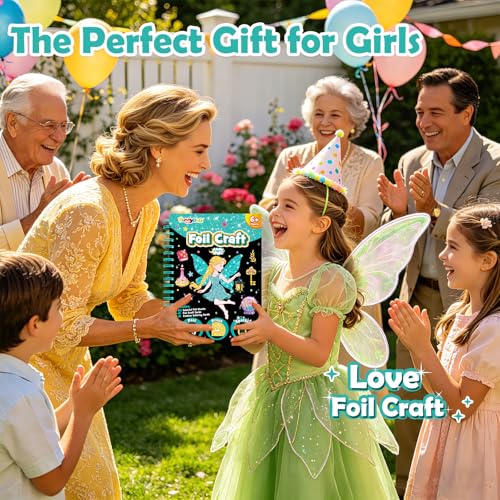 FUNNYB&G Foil Art Craft Kit for Kids, Sparkly Birthday Gift Toy for Girls - style: Fairy