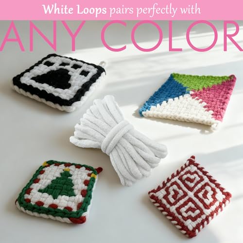OYACH 7inch Cotton Weaving Potholder Loom Refill Loops,White 160pcs Dyeable - color: White 7" Cotton Loops