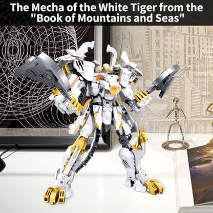 CSNRHG White Tiger Samurai mech Robot Model with Double Axe Head - color: Double Axe Head