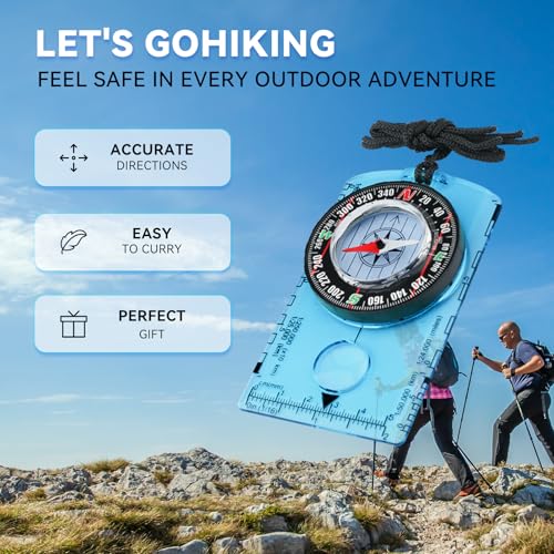 Compass Military Grade, Precision Navigation Compass for Hiking - color: blue