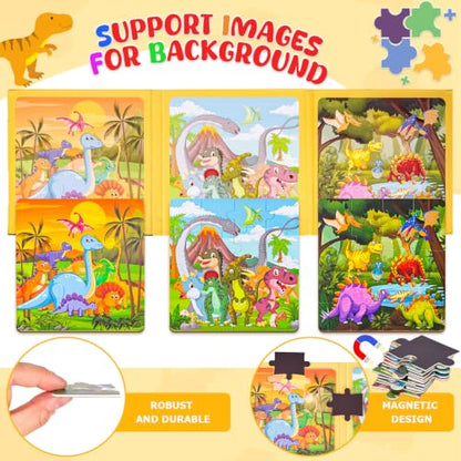 LovesTown Magnetic Puzzles Book, Dinosaur, 48 Piece - size: Medium, style: Dinosaur
