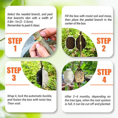 PAMAZY 9Pcs Tree Root Growing Box - Drain Hole Air Layering Propagation Kit