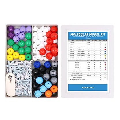 Swpeet 178 Pcs Molecular Model Kit for Inorganic & Organic Molecular Model Teacher and 16 Years and Over Teenages Kit - 69 Atoms & 30 Orbitals & 78 Links & 1 Short Link Remover Tool - Science Toys - style: 178 Pieces Molecular Model Kit