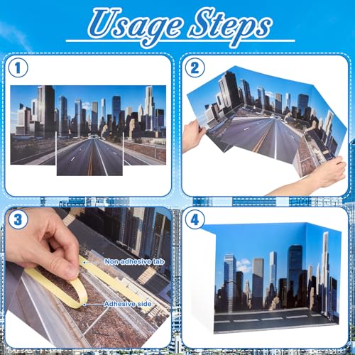 AmazingSpark 2 Set City Style Diorama Box and Road Sticker Decor, City Diorama Project Supplies Set, Cardboard Display Case Kit & Cards with Double Sided Tapes for Cars Miniature DIY Crafts - style: City