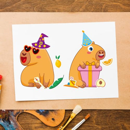 Capybara Make-a-Face Stickers 24 Sheets, Kids Party Crafts & Decor - color: Capybara