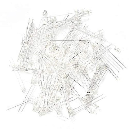 CHANZON 100 pcs 3mm White LED Diode Lights (DC 3V 20mA) - color: A) White (100pcs)