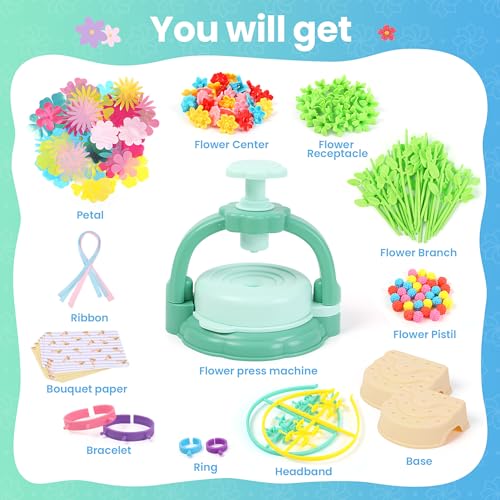 BIRANCO. DIY Flower Bouquet Maker Kit for Kids – Build Your Own Flower Market, Arts & Crafts Toys for Girls Ages 4-8, Educational Activity with Rich Accessories, Great Gift Idea