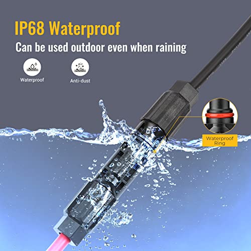 BougeRV 12 PCS Solar Connector Solar Panel Cable Connectors Solar Panel Connectors Kit Solar Connector with Spanners IP68 Waterproof 6 Pairs Male/Female (8AWG) - size: 6 Pairs 8AWG Male/Female & 1 pair of spanners