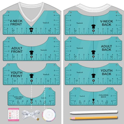 Vowlove T-Shirt Ruler for Front Back Design Alignment and Placement - color: 02 Cyan