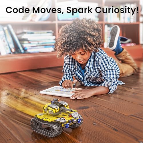 Mibido STEM Robot Building Kit Gift for Boys Ages 8-12 with Remote Control - color: Yellow