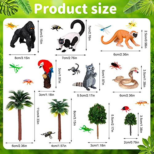 Jexine 25 Pack Rainforest Animals Figures Tropical Diorama Kit Kids