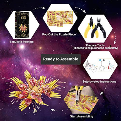 Piececool 3D Metal Model Building Kits, 12 Constellation Series - Leo Wish Cranes Model Kits DIY Craft Kits Brain Teaser 3D Puzzles for Adults, Best Birthday Gifts, 55Pcs - color: Leo