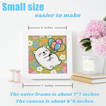 Libfx Diamond Art Kits for Kids with Frame Diamond Art for Girls Boys Beginners Arts and Crafts Birthday Gifts (Balloon Bear) - color: Balloon Bear