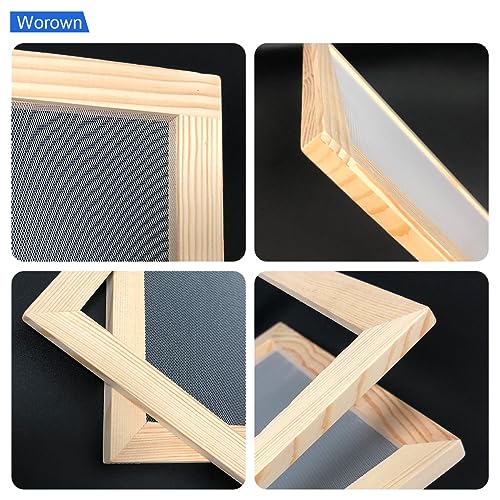 Worown A5 Wooden Paper Making Screen Kit, Paper Making Frames, Mould and Deckle for DIY Crafts - size: A5