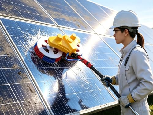 Solar Cleaning Brush, 18 FT Adjustable Water Fed Pole Cleaning Kit, Window Solar Panel Cleaning Kit, Water Fed Pole Kit, Solar Double-Head Automatic Cleaning Brush, with Power Converter - color: 18ft-inverter