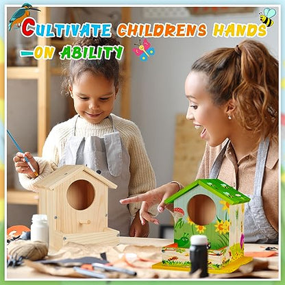 Liliful 16 Pack DIY Birdhouse Kit to Build and Paint, Wooden Bird House