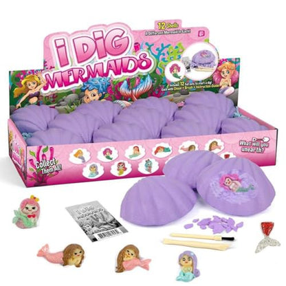 12-Pack Mermaid Discovery Set for Kids - Exciting Seashell Digging Adventure - Educational Princess Collection of Mystical Sea Life - style: Mermaids