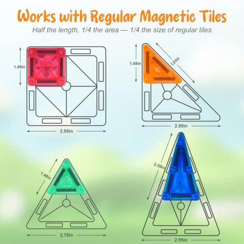 Bmag 100PCS Mini Magnetic Tiles Building Set with 2 Mini Cars - size: MINI100Pcs