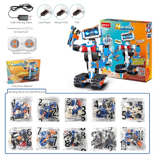 okk Robot Building Toys for Boys, STEM Projects for Kids Ages 8-12, Remote & APP Controlled Engineering Learning Educational Coding DIY Building Kit Rechargeable Robot Toy Gifts for Girls
