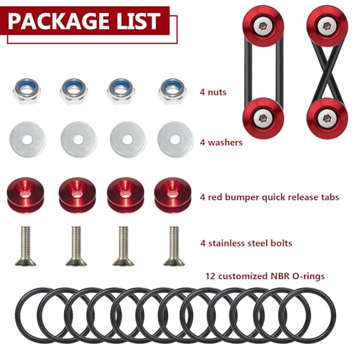 BFXM Universal Bumper Clips, Front Rear Bumper Quick Release Kit - color: Red, size: 2set