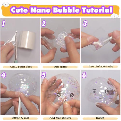 Nano Tape Bubble Kit with Clay, Marker, 6-Design Guide Squishy Maker Set - color: Nano Tape Bubble