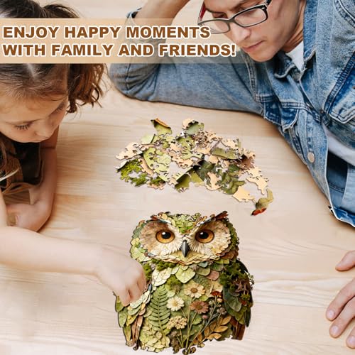 Wooden Puzzles for Adults, 8.9 × 5 in 70 pcs Leaf Owl Wood Puzzles - color: Leaf Owl, size: Small