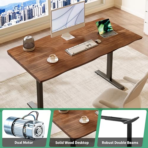 Sihtengxxhongs 47-inch Electric Height-Adjustable Solid Wood Desk, Height Memory Presets, Ergonomic Solid Wood Computer Desk for Home Use, Suitable for Gaming and Home Office Work - size: Adjust-S47